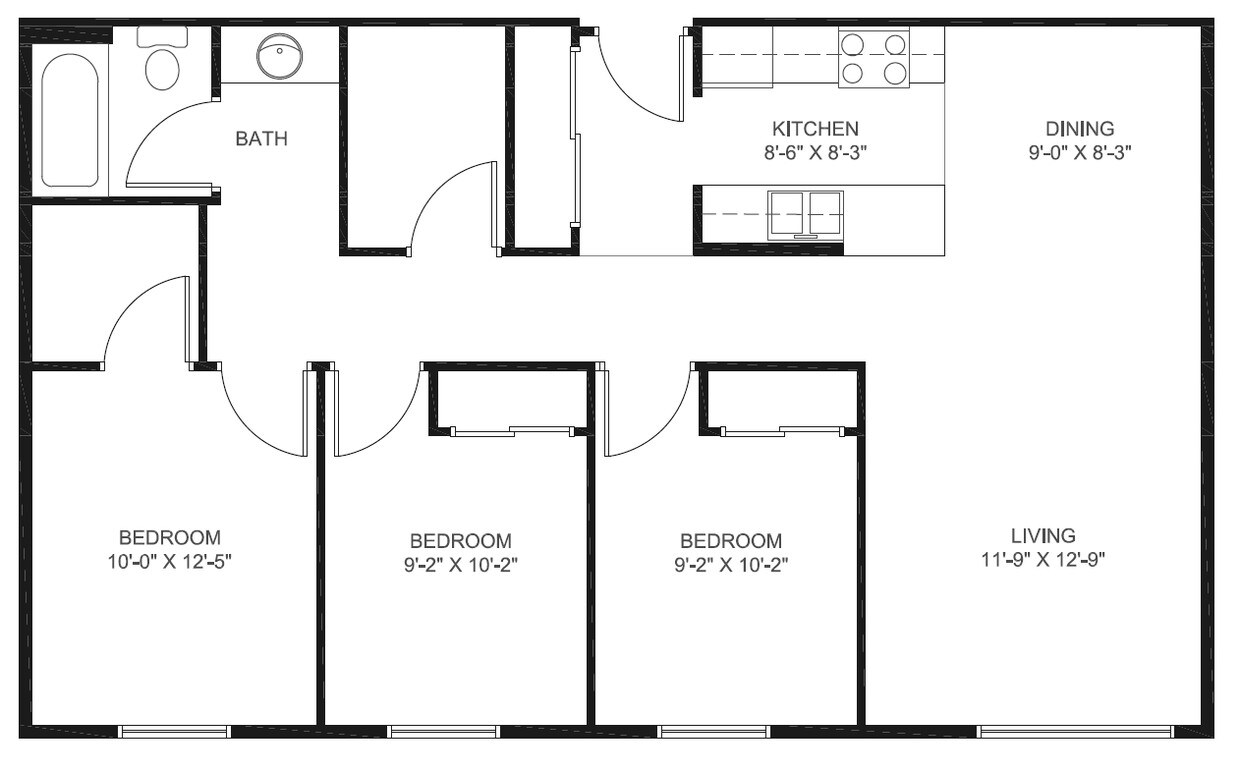 3BR/1BA - South Briar Apartments