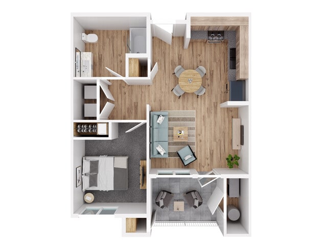 1BR, 1BA - 607SF - Floorplan (Type A) - Harrington Grove