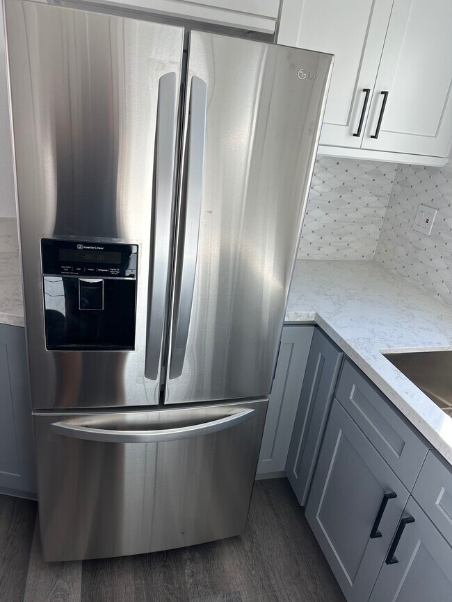 snazzy water-in-door fridge. yep, brand new and huge - 423 E 8th St