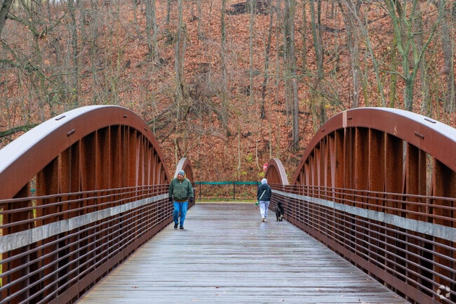 Scenic pathway from Elywood Park to Cascade Park offer Ely square residents outdoor activities.