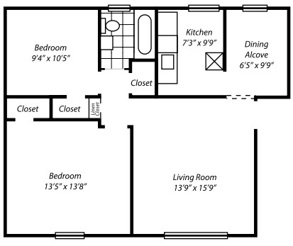 2 habitaciones/1 baño - Hillcrest Manor Apartments