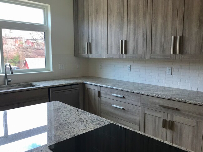 Moving past the sink to the counter and cabinets on the south wall. - 109 Beckers Ln