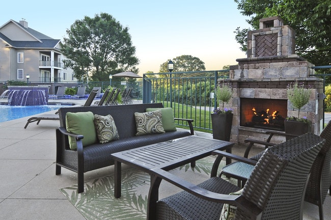 Poolside Fireplace - Province Hill