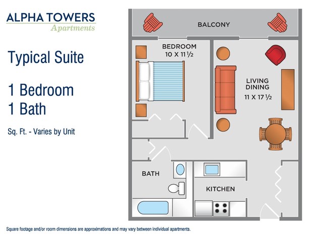 1HAB/1BA - Alpha Towers (Senior Living 62+)