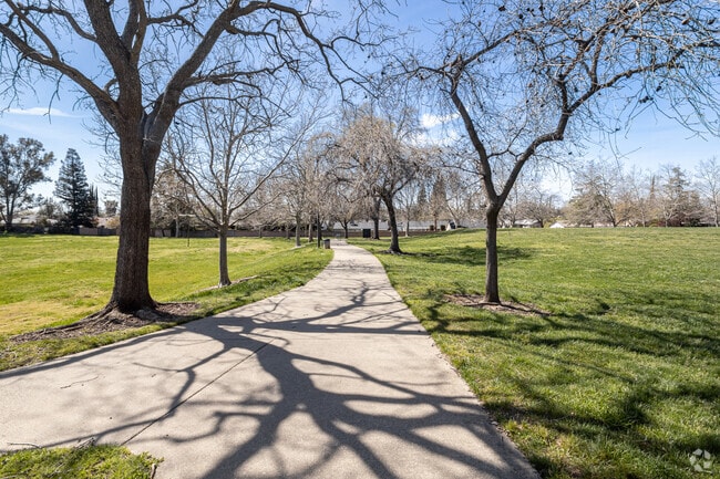 There are ample walking paths in Ed Mitchell Park of Folsom, CA.