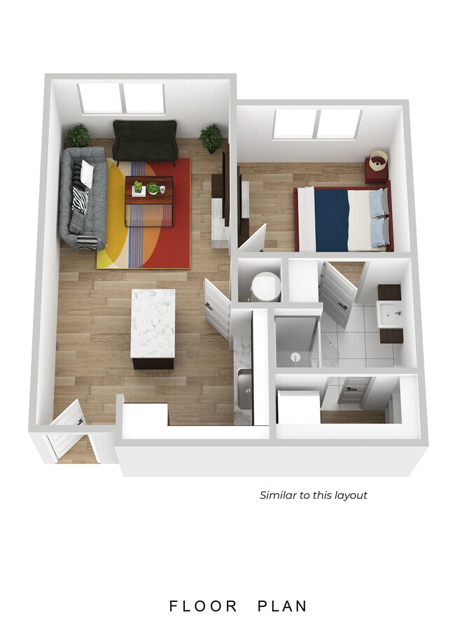 Render 3D de 1 cama - The Republic