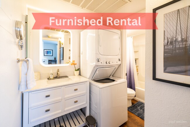 bathroom vanity backlit mirror and washer/dryer - 1111 E University Dr