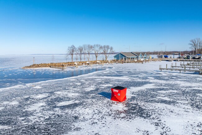 Ice fishing at Lakeside Park in Fond du Lac is very popular.