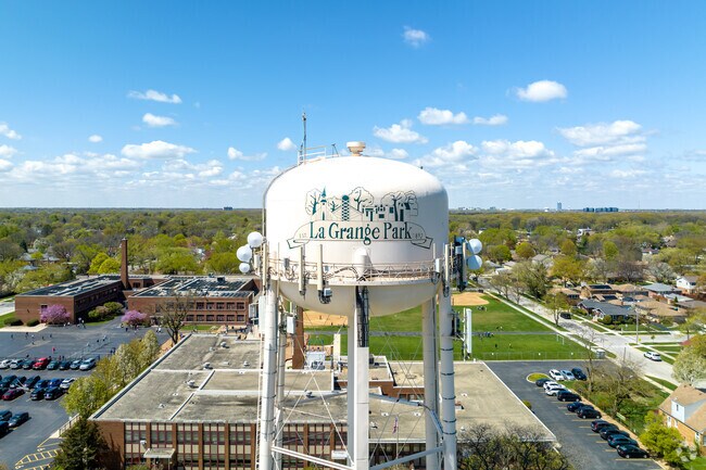 The water tower is a notable landmark in La Grange Park.