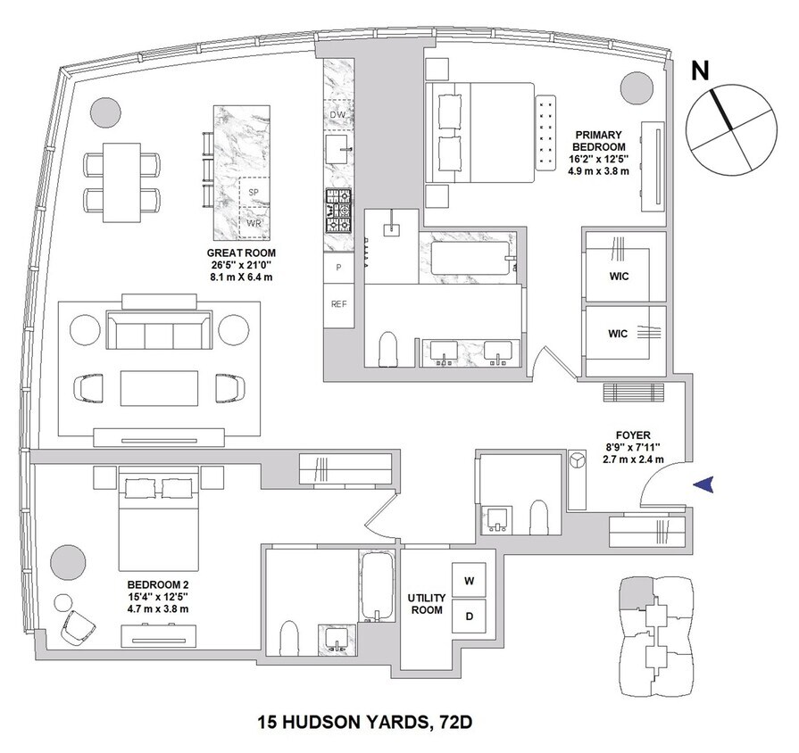 15 Hudson Yards Unit 72D, New York, NY 10001 Room for Rent in New