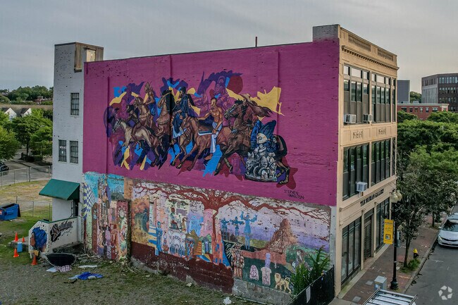 Lower Roxbury features several large murals.