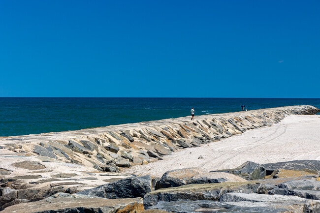 Anglers try their luck on nearby jetties.