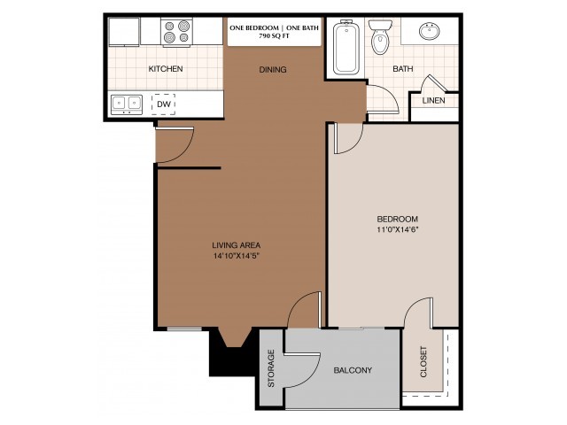 Summer Sun 790 ft². - Foxglove Apartments