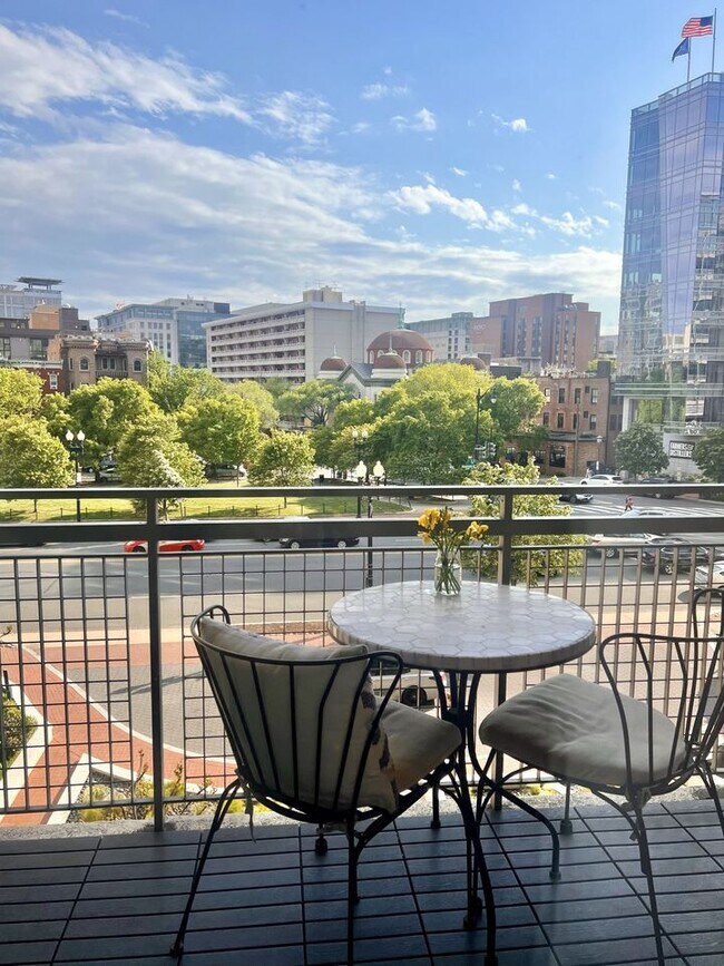 Large private balcony with seating for 3 people - 555 Massachusetts Ave NW