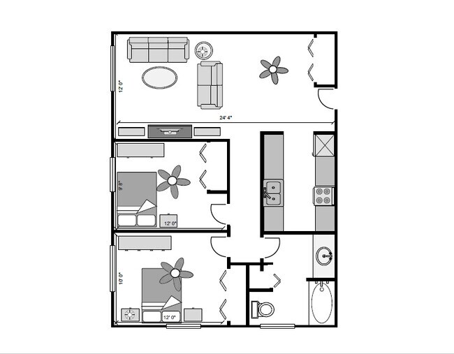 2 habitaciones, 834 pies cuadrados - Northshore Estates