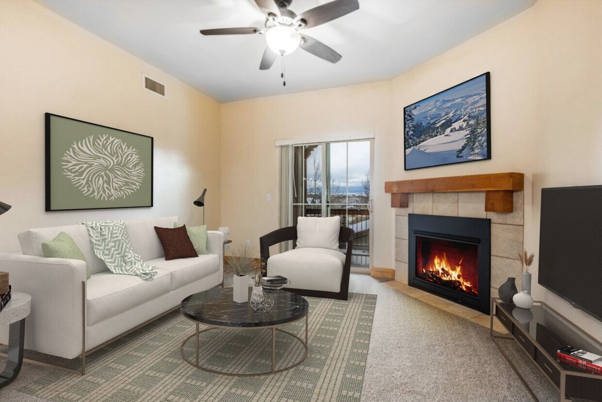 Virtually Staged Living Room - 5519 Lillehammer Ln (Park City, UT)