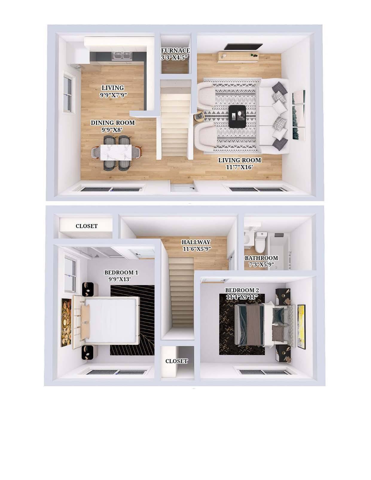 Garden Grove Townhomes – 2 bedroom 1 bath Townhouse