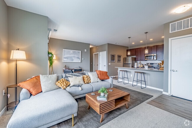 2BR, 2BA - 1,014SF - Living Room - Liberty Flats