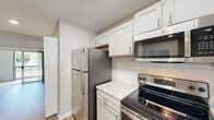 Located at 5110 Old Chapel Hill Rd in Durham, NC, this two-floor residence offers a thoughtfully updated interior with a clean, modern aesthetic throughout. The main living area features light hardwood-style flooring, recessed lighting, and a ceiling fan, creating a bright and open atmosphere with a seamless flow between spaces.

The kitchen is well-appointed with stainless steel appliances, including a refrigerator, electric range, and over-the-range microwave. White shaker-style cabinetry provides ample storage, while granite-look countertops and a classic white subway tile backsplash add a polished, contemporary touch.

The bedrooms are carpeted for comfort and each include a ceiling fan with light fixture and windows with blinds that invite natural light. The neutral wall tones lend a calm, versatile backdrop throughout.

Multiple bathrooms are finished consistently with white shaker vanities, white countertops, brushed nickel hardware, and full tub-shower combinations with tile surrounds — offering a clean and functional design. Wood-look flooring completes each bathroom.

A dedicated in-unit laundry area houses a full-sized top-loading washer and dryer, adding everyday convenience. Overall, this residence combines practical amenities with updated finishes in a well-organized two-floor layout.