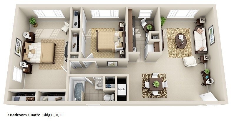 Huntington Green Apartments – Garden 2 Bedroom, 1 Bath