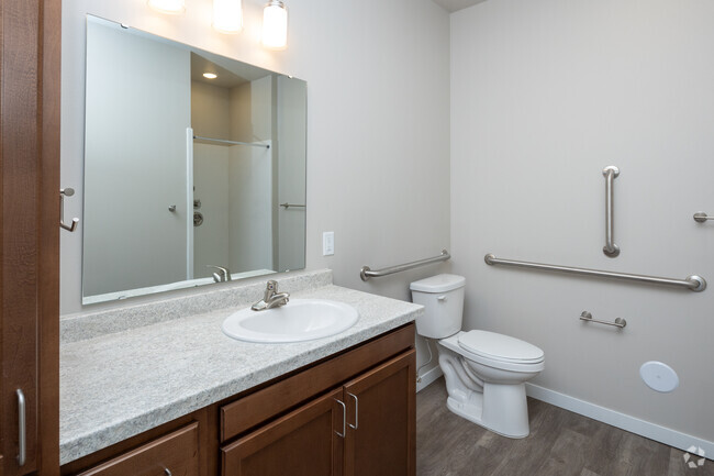 2BR, 1BA - 700SF Primary Bathroom - Prairie Ridge Senior Apartments