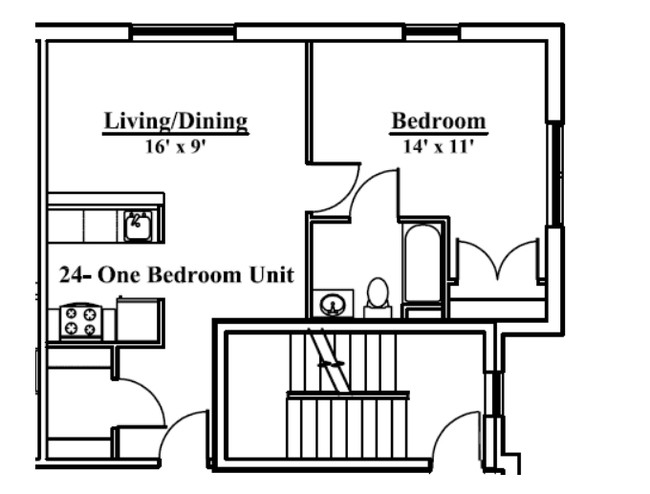 1BR/1BA - Walker Terrace