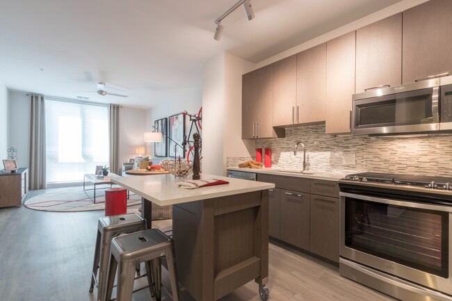 Modern kitchens with moveable islands, breakfast bars and open layouts - Modera Midtown