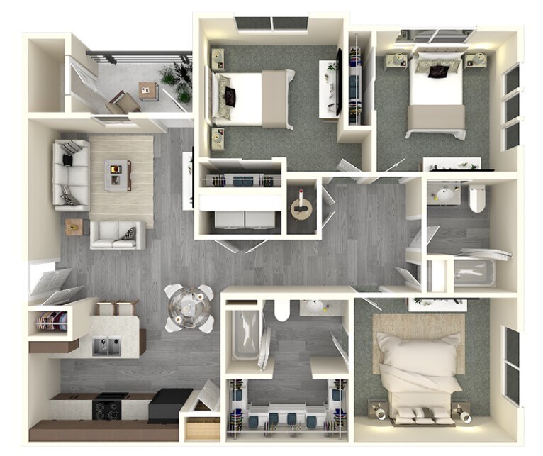 Tres habitaciones, dos baños - White Pines Apartments