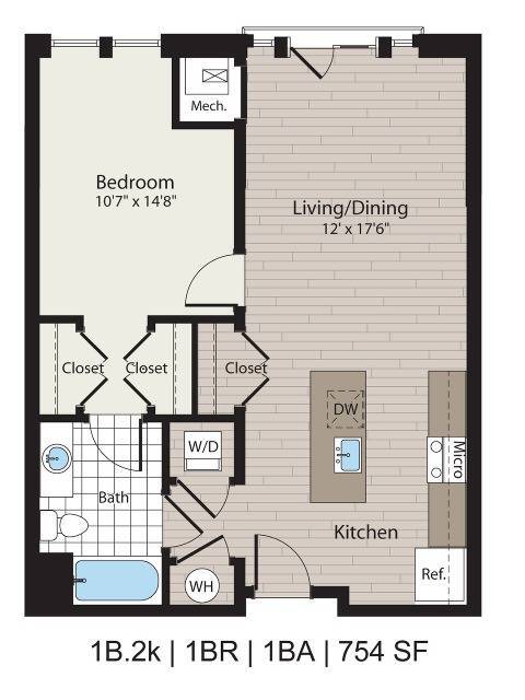 1b.2k 1BD/1BA 754 pies cuadrados - ICON Residences at The Rotunda