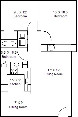 2BR/1BA - Cameron Apartments