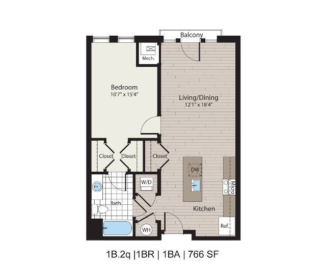 1B.2q 1BD/1BA 766 pies cuadrados - ICON Residences at The Rotunda