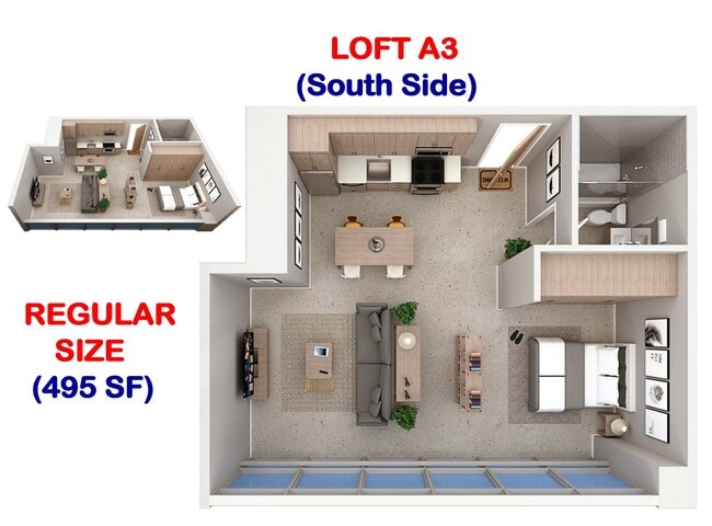 Loft A3 - 495 SF(South Side) - Panorama Tower