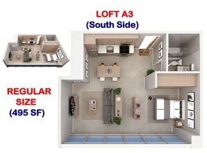 Loft A3 - 495 SF(South Side) - Panorama Tower