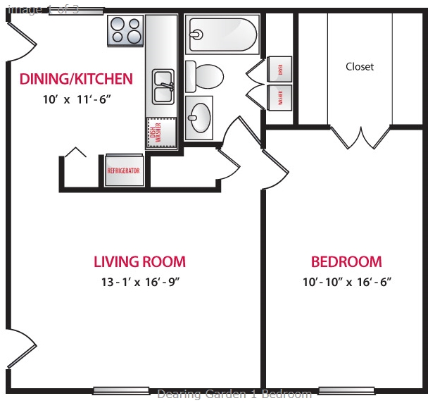 1HAB/1BA - Dearing Garden Apartments