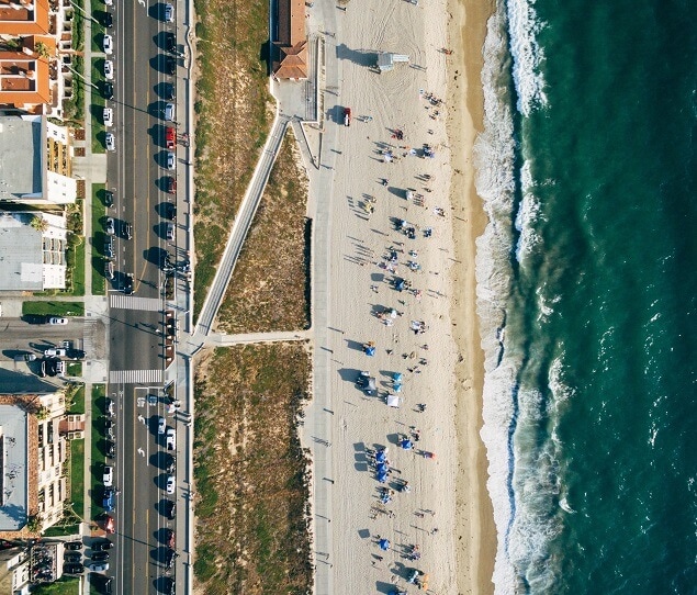 An aerial view of the coastline