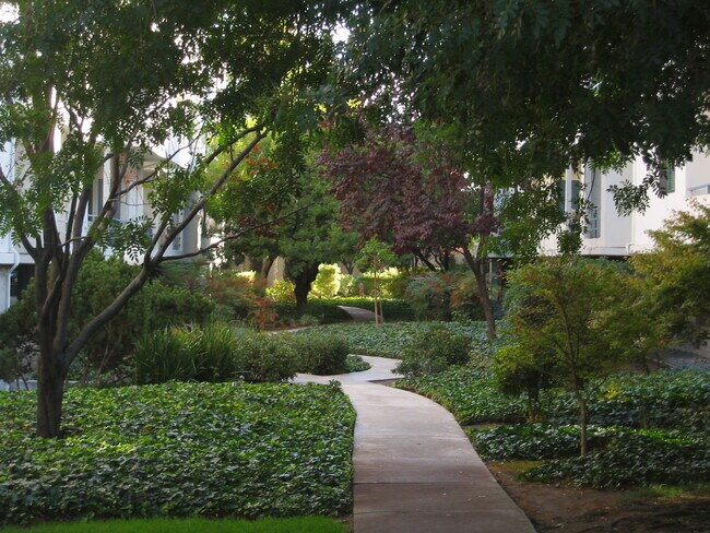 Shady walk way between buildings - 4685 Albany Cir