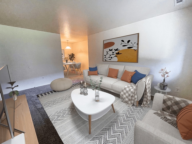 Carpeted Living Room - Pine Lake Manor