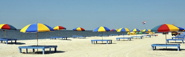 Colorful umbrellas on Biloxi Beach