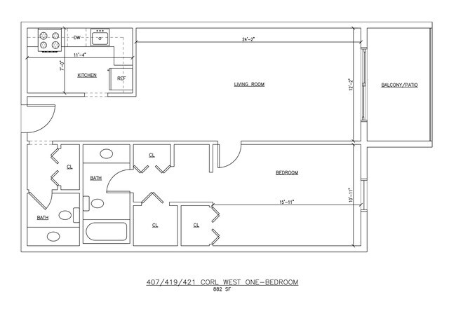 Plano de planta de un dormitorio - Falport Corl
