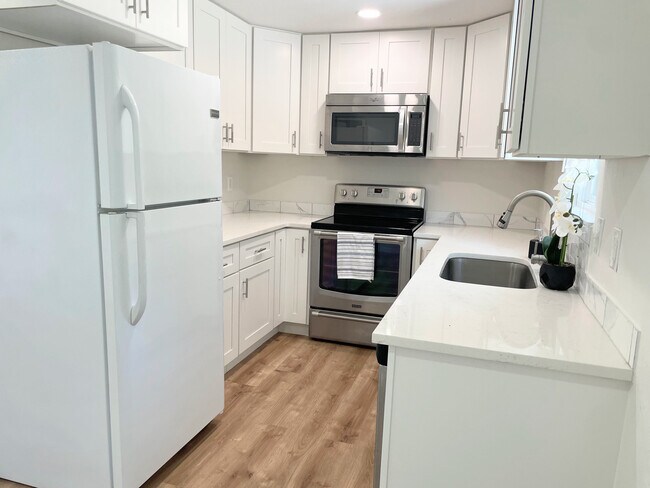 Updated kitchen with brand new kitchen cabinets and quartz counter top - 1608 Porter Way