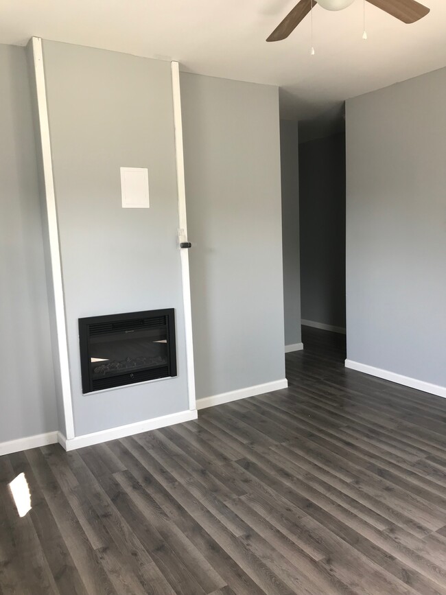 Living room with electric fireplace - 828 W Roache St