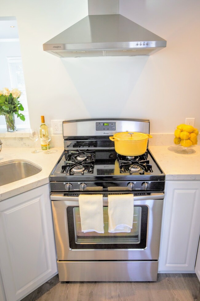 Gas stove with hood - 652 N Marengo Ave