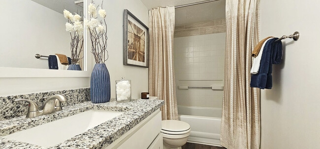Bathroom with granite counters and bathtub - The Fairways at Valle Vista
