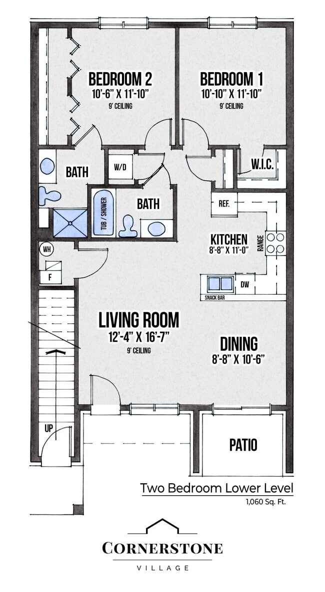 Two Bedroom - Lower Level - Cornerstone Village Apartments