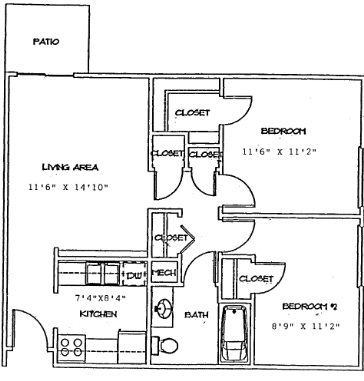 2BR/1BA - Washington Court Apartments