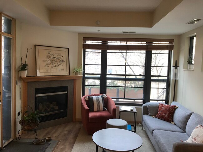 Furnished living room is a cozy place in any season. - 825 Berry St