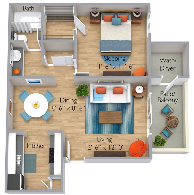 1 Bed 1 Bath Navy - Azul Apartments