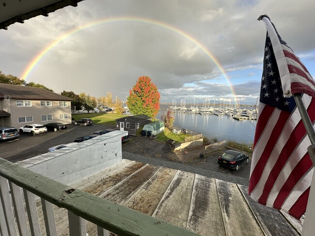 Covered balcony over looking Lake Champlain - 137 Lake St