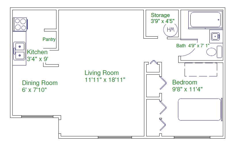 Plano de planta - Manor Apartments