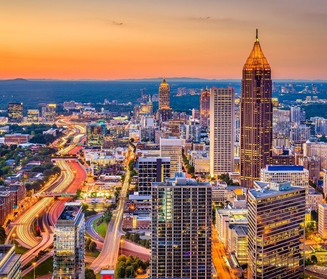 The Atlanta skyline at dusk